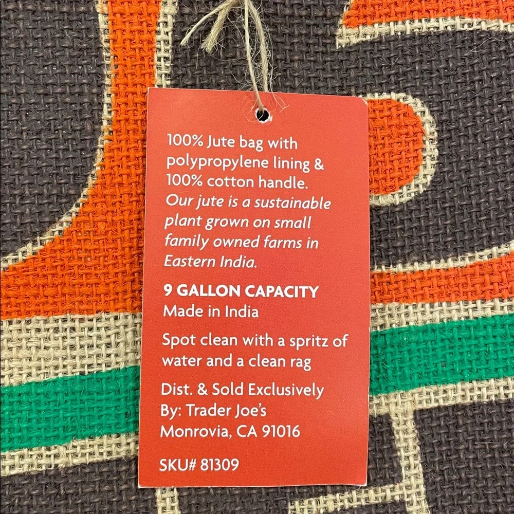 Trader Joe’s 1967 Pasadena Coffee Beans Jute Tote Bag